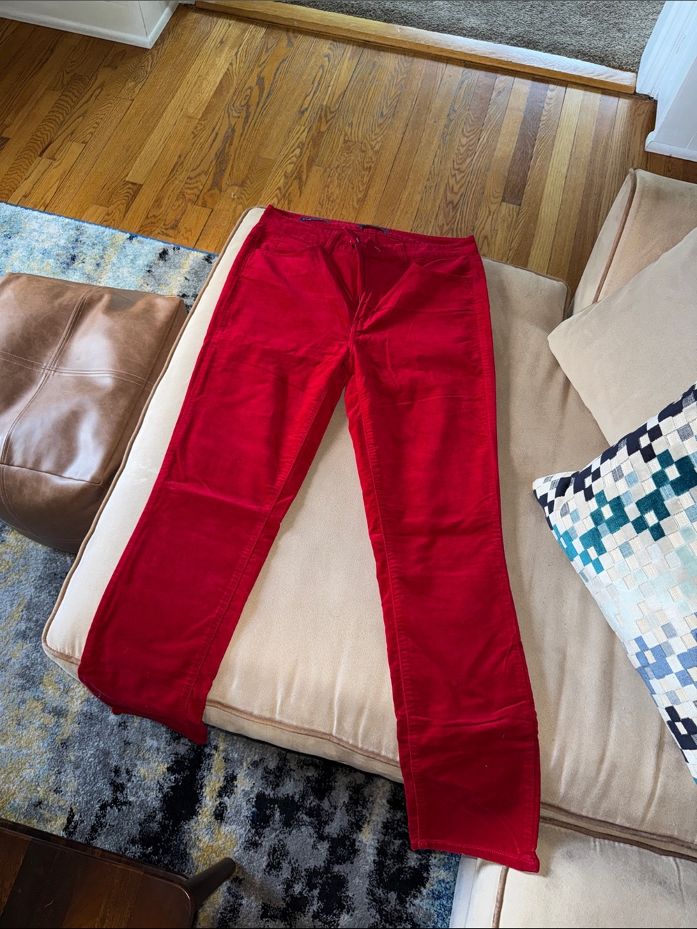 Vibrant Red Velour Pants
